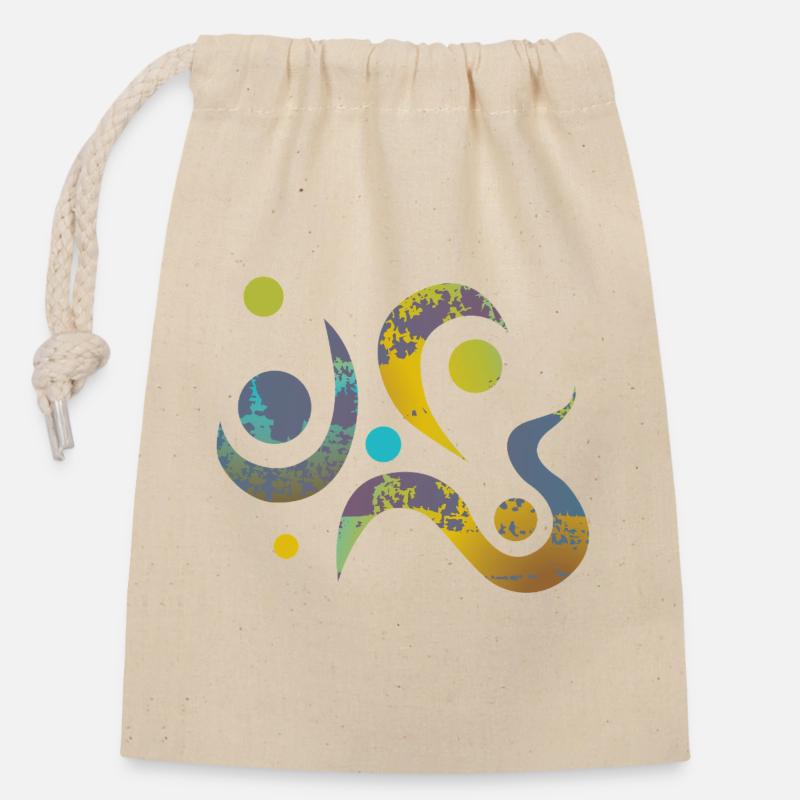 Yoga design_17 - Sac cadeau en coton avec cordon (14 x 20 cm) - nature