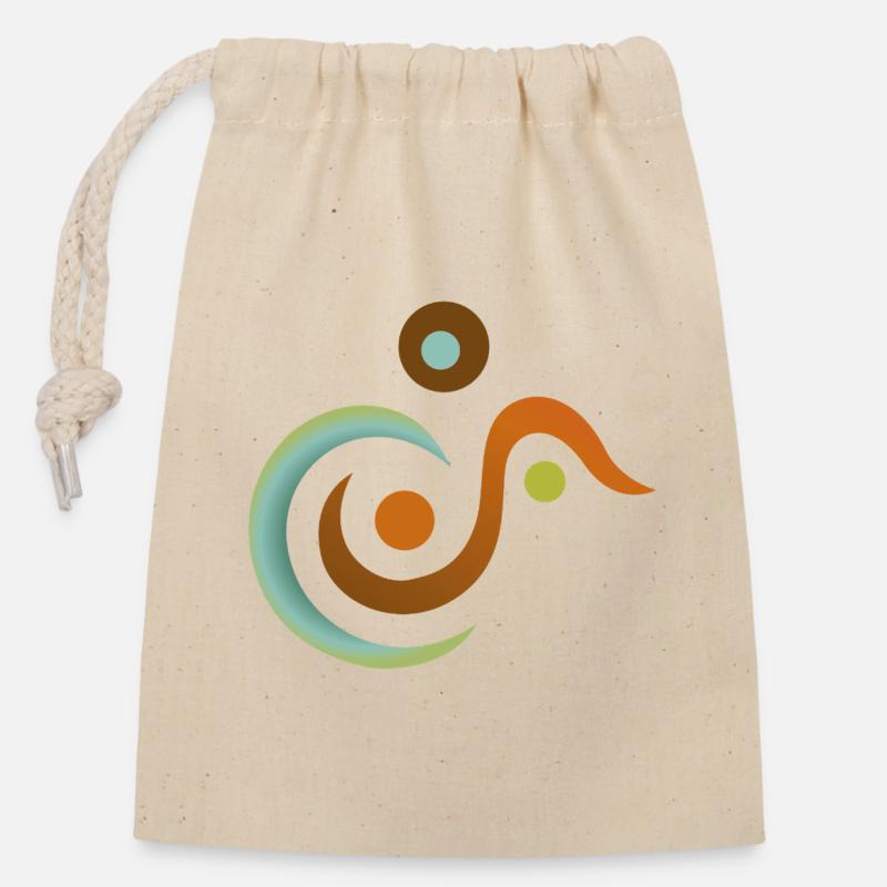 Yoga design_11 - Sac cadeau en coton avec cordon (14 x 20 cm) - nature