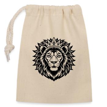 Crowned Lion - Closable cotton gift bag (14x20cm) - nature - Front