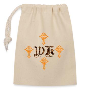 Ornement en croix gothique orange avec initiales - Sac cadeau en coton avec cordon (14 x 20 cm) - nature - Devant