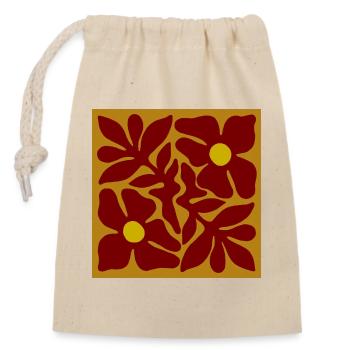 Rote Blumen organisches Symmetrisches Design - Verschließbarer Geschenkbeutel aus Baumwolle (14x20cm) - Natur - Vorne