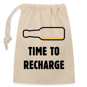 Time To Recharge (Beer / Beer / POS 2C) - Closable cotton gift bag (14x20cm) - nature - Front