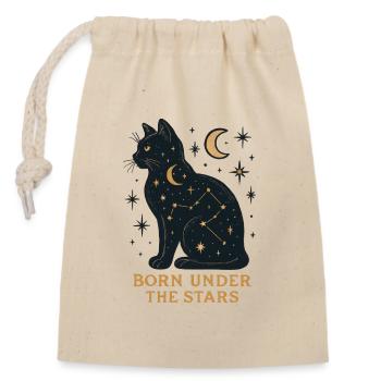 Sternenkatze Unter Sternen - Verschließbarer Geschenkbeutel aus Baumwolle (14x20cm) - Natur - Vorne