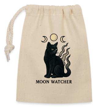 Chat Gardien de la Lune - Sac cadeau en coton avec cordon (14 x 20 cm) - nature - Devant
