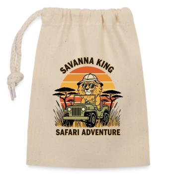 Lion Safari Savanna King Safari Abenteuer - Verschließbarer Geschenkbeutel aus Baumwolle (14x20cm) - Natur - Vorne