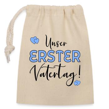 UNSER ERSTER VATERTAG - Verschließbarer Geschenkbeutel aus Baumwolle (14x20cm) - Natur - Vorne