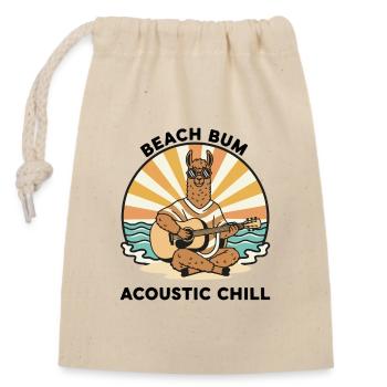 Llama Beach Bum Acoustic Chill Guitar - Closable cotton gift bag (14x20cm) - nature - Front