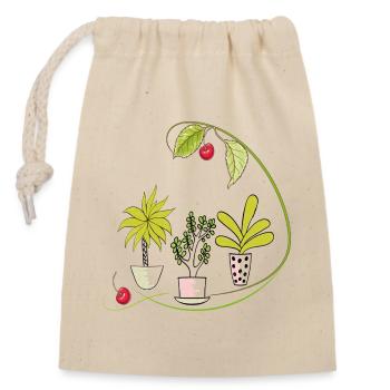 Blumen Fantasie - Verschließbarer Geschenkbeutel aus Baumwolle (14x20cm) - Natur - Vorne