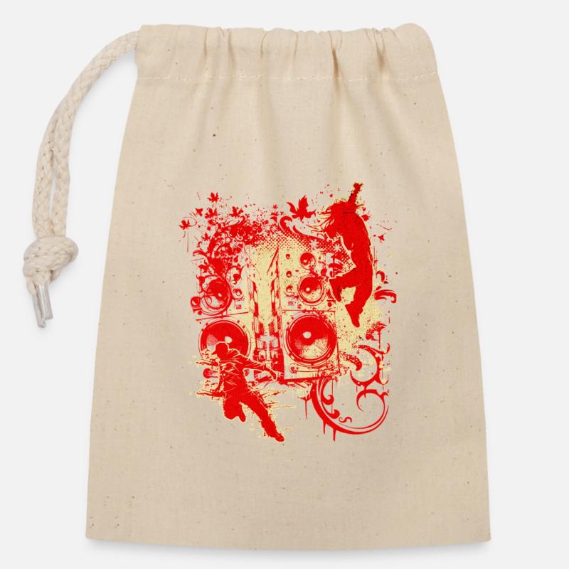 Red DJ Sound Splash - Verschließbarer Geschenkbeutel aus Baumwolle (14x20cm) - Natur