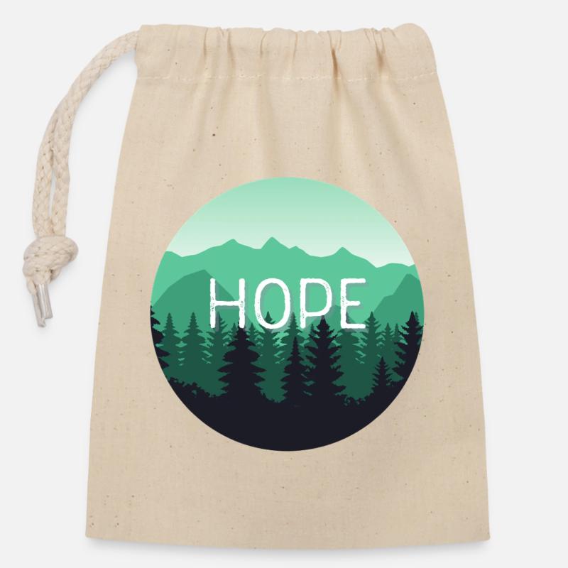 Hope, Forest, Mountain Landscape - Closable cotton gift bag (14x20cm) - nature