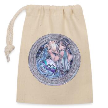 Zodiac Sign Sternzeichen Wassermann Aquarius  - Verschließbarer Geschenkbeutel aus Baumwolle (14x20cm) - Natur - Vorne