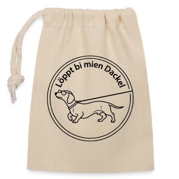 löppt bi mien dackel - Verschließbarer Geschenkbeutel aus Baumwolle (14x20cm) - Natur - Vorne