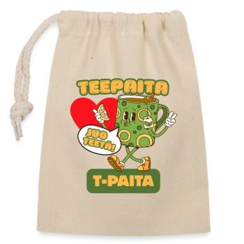 T-Shirt-T-Shirt – Für Teeliebhaber - Verschließbarer Geschenkbeutel aus Baumwolle (14x20cm) - Natur - Vorne