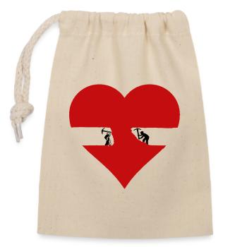 L’amour demande du travail Lien fort Ensemble Chemise - Sac cadeau en coton avec cordon (14 x 20 cm) - nature - Devant