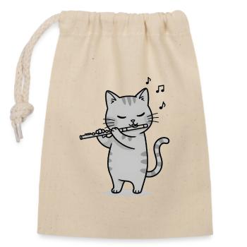 Musikalische Katze schenkt Musik Katzen - Verschließbarer Geschenkbeutel aus Baumwolle (14x20cm) - Natur - Vorne