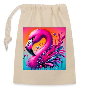 Flamant - Sac cadeau en coton avec cordon (14 x 20 cm) - nature - Devant