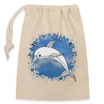 dauphin - Sac cadeau en coton avec cordon (14 x 20 cm) - nature - Devant