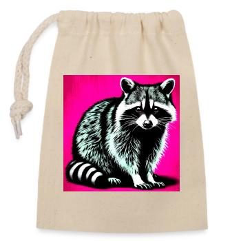 Raccoon - Closable cotton gift bag (14x20cm) - nature - Front