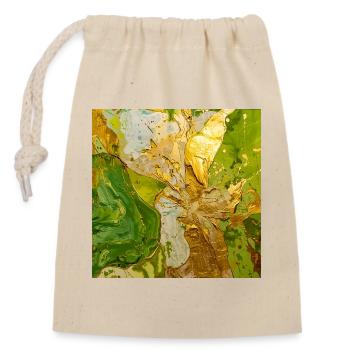 Golden Green Abstraction with Metal Texture - Closable cotton gift bag (14x20cm) - nature - Front