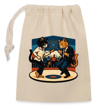 Zwei Retro-Katzen tanzen – Vintage Stil - Verschließbarer Geschenkbeutel aus Baumwolle (14x20cm) - Natur - Vorne