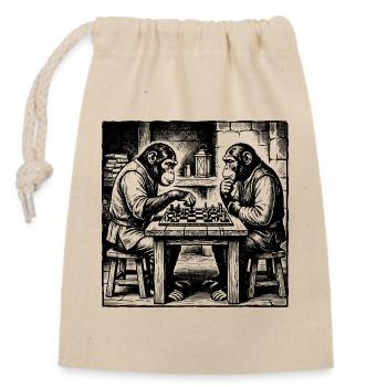 Affen spielen Schach-T-Shirt - Verschließbarer Geschenkbeutel aus Baumwolle (14x20cm) - Natur - Vorne