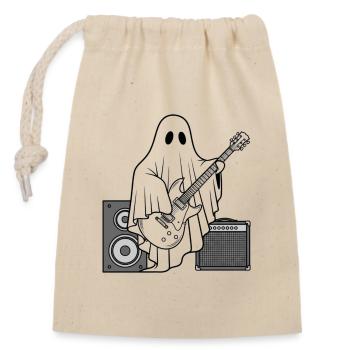 Ghost Playing Electric Bass Guitar - Halloween - Sac cadeau en coton avec cordon (14 x 20 cm) - nature - Devant