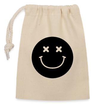 Smiley-Gesicht - Verschließbarer Geschenkbeutel aus Baumwolle (14x20cm) - Natur - Vorne