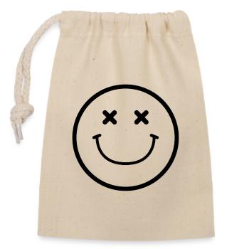 Smiley-Gesicht - Verschließbarer Geschenkbeutel aus Baumwolle (14x20cm) - Natur - Vorne