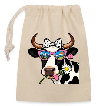 Cow Nature Goggles Mountains - Closable cotton gift bag (14x20cm) - nature - Front
