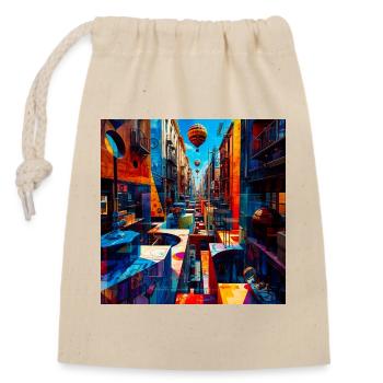 Labyrinthe de rue coloré avec des ballons - Sac cadeau en coton avec cordon (14 x 20 cm) - nature - Devant