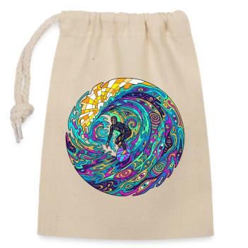 Psychedelische Surfwelle - Verschließbarer Geschenkbeutel aus Baumwolle (14x20cm) - Natur - Vorne