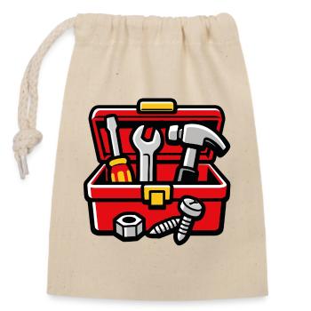 DIY Workshop Tool Box - Closable cotton gift bag (14x20cm) - nature - Front