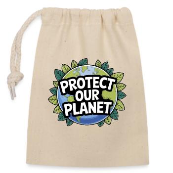 Protéger la Terre – Thème Planète - Sac cadeau en coton avec cordon (14 x 20 cm) - nature - Devant