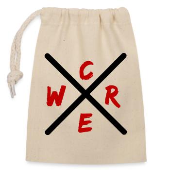 Crew Brush Red Wordmark - Closable cotton gift bag (14x20cm) - nature - Front