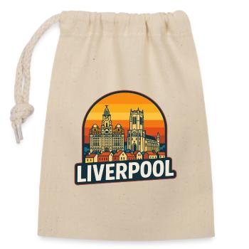 Vintage Liverpool Skyline Retro Sunset Design - Closable cotton gift bag (14x20cm) - nature - Front