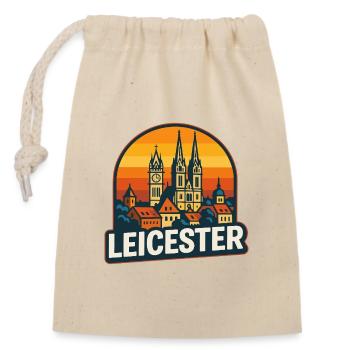 Leicester City Skyline Vintage Retro Sunset - Closable cotton gift bag (14x20cm) - nature - Front