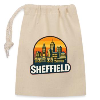 Sheffield Steel City Skyline Retro Sonnenuntergangskunst - Verschließbarer Geschenkbeutel aus Baumwolle (14x20cm) - Natur - Vorne