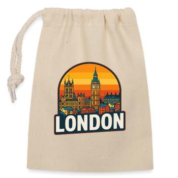 London Skyline Retro Sonnenuntergang Big Ben Design - Verschließbarer Geschenkbeutel aus Baumwolle (14x20cm) - Natur - Vorne