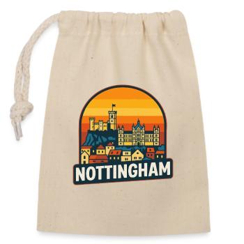 Nottingham Skyline Retro Sunset Vintage-Design - Verschließbarer Geschenkbeutel aus Baumwolle (14x20cm) - Natur - Vorne