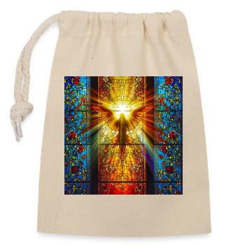 Angel in radiant glass window - Closable cotton gift bag (14x20cm) - nature - Front