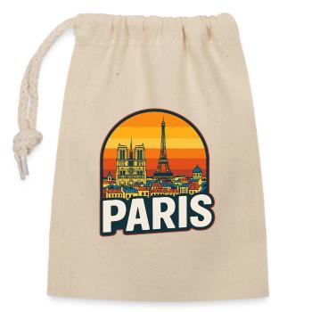 Paris Skyline Retro Sonnenuntergangskunst Eiffelturm - Verschließbarer Geschenkbeutel aus Baumwolle (14x20cm) - Natur - Vorne