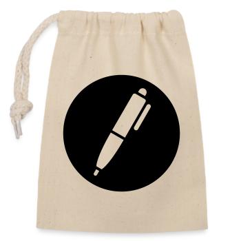 Pen, ballpoint pen - Closable cotton gift bag (14x20cm) - nature - Front