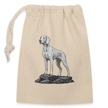 Weimaraner Hund auf Felsenporträt - Verschließbarer Geschenkbeutel aus Baumwolle (14x20cm) - Natur - Vorne