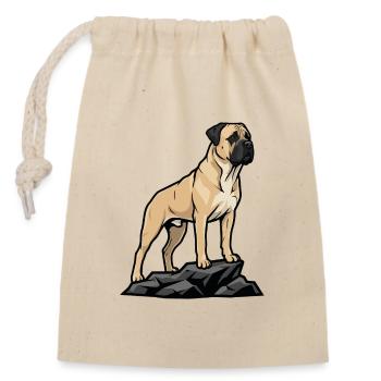 Bullmastiff Dog on Rock Portrait Fawn Black - Closable cotton gift bag (14x20cm) - nature - Front