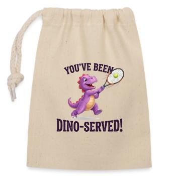 You've been Dino served / Dino Tami Tennis Design - Verschließbarer Geschenkbeutel aus Baumwolle (14x20cm) - Natur - Vorne