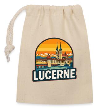 Lucerne Switzerland Retro Sunset Vintage Skyline - Closable cotton gift bag (14x20cm) - nature - Front
