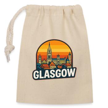 Glasgow Scotland Skyline Retro Sunset Vintage - Sac cadeau en coton avec cordon (14 x 20 cm) - nature - Devant