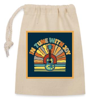 In tune with Joy - Retro Sunset and Ukulele - Verschließbarer Geschenkbeutel aus Baumwolle (14x20cm) - Natur - Vorne