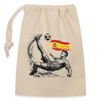 Fußball Fallrückzieher Spanien Style - Verschließbarer Geschenkbeutel aus Baumwolle (14x20cm) - Natur - Vorne