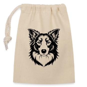 border collie - Closable cotton gift bag (14x20cm) - nature - Front